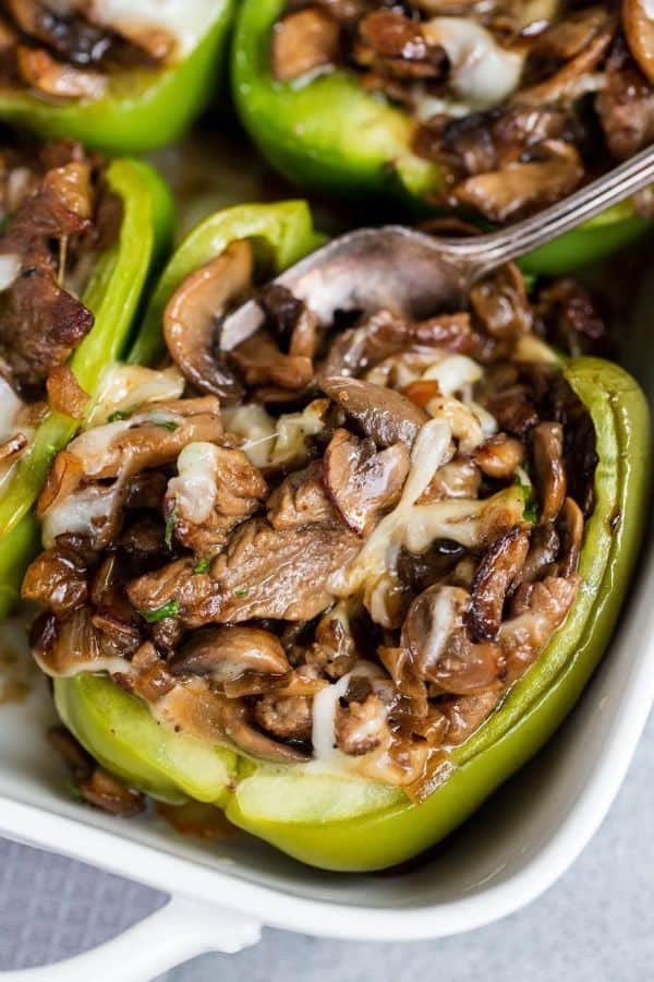 Cheesesteak Filled Bell Peppers Delight