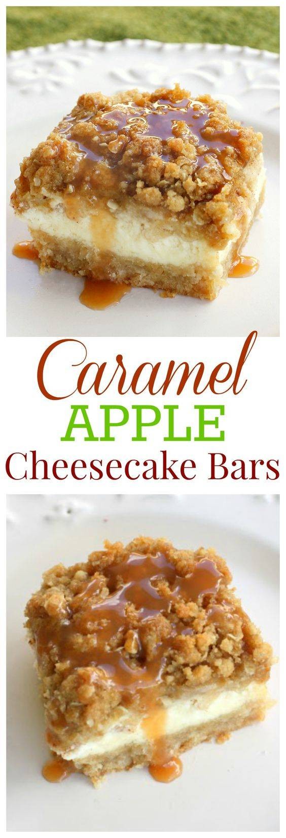 Cinnamon Apple Cheesecake Bars with Caramel Crunch