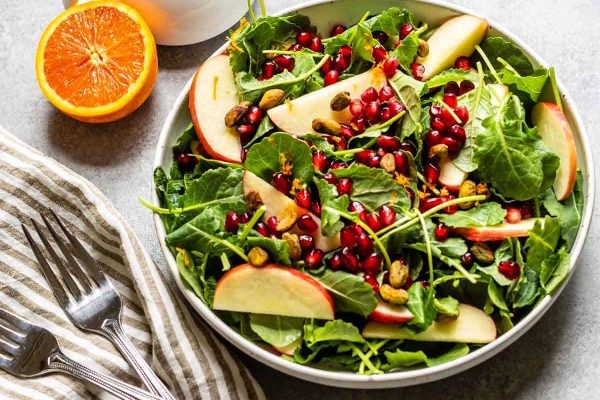 Autumn Kale Salad with Pistachio Crunch