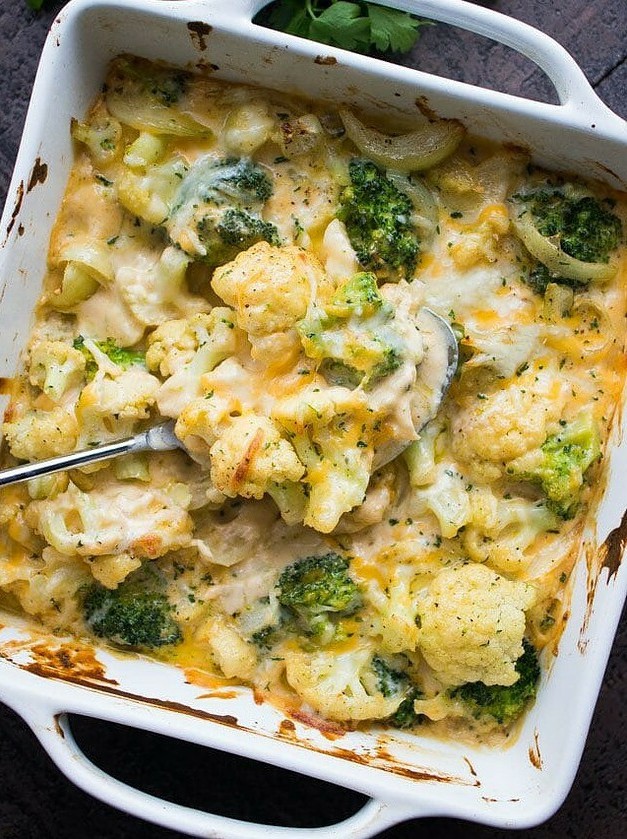 Cheesy Cauliflower Broccoli Delight