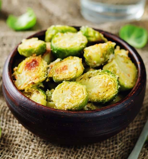 Crispy Air-Fried Brussels Sprouts with Parmesan