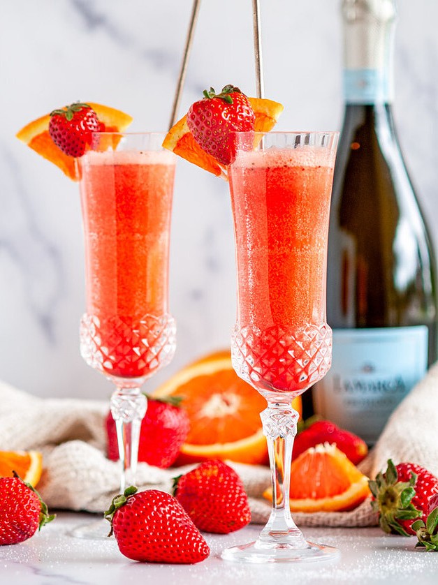 Strawberry Sunset Mimosa Spritz