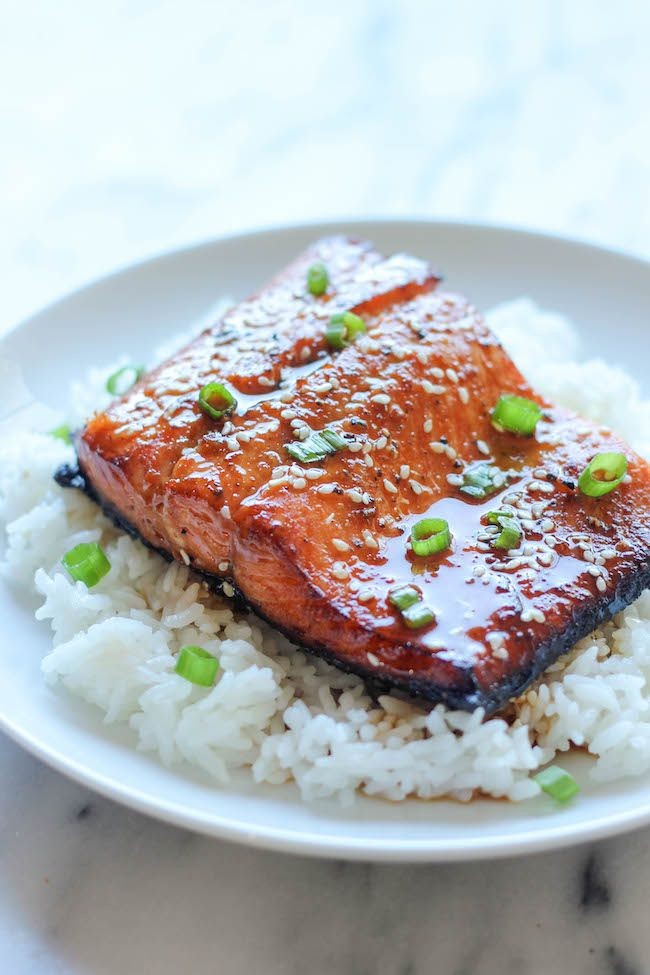Lemon Glazed Salmon with Light Pilaf
