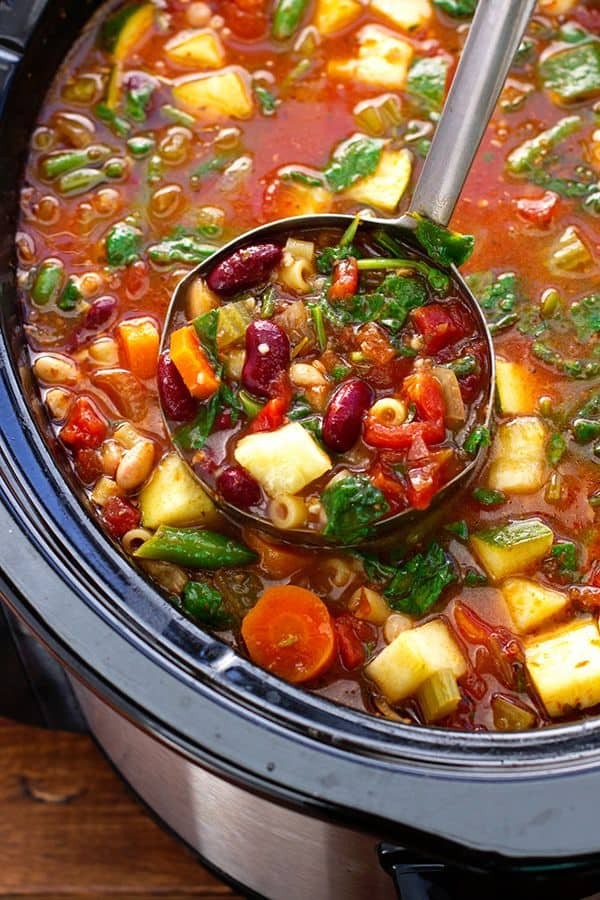 Hearty Crockpot Minestrone Vegetable Stew
