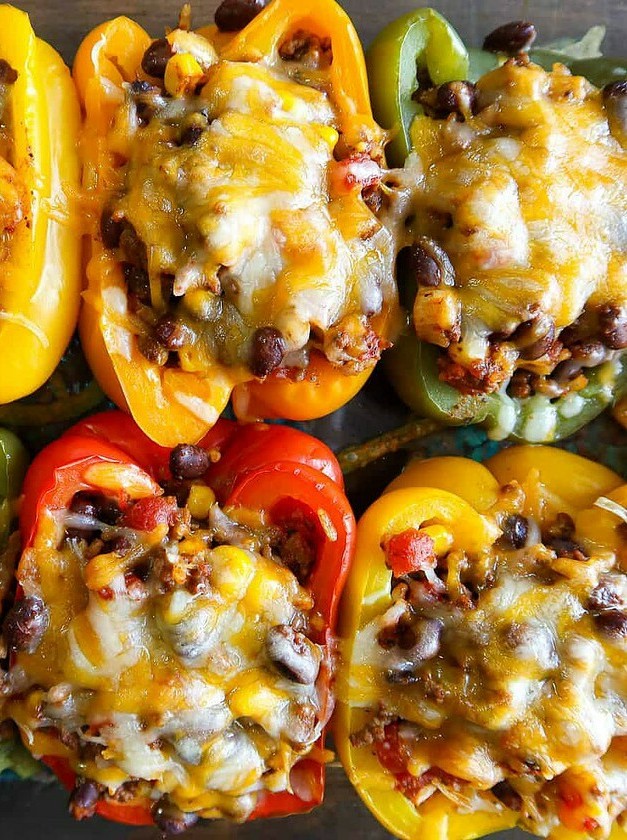 Taco Seasoned Peppers with Ground Beef Filling