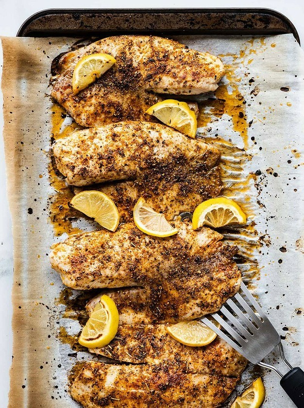 Zesty White Fish Baked with Lemon Pepper