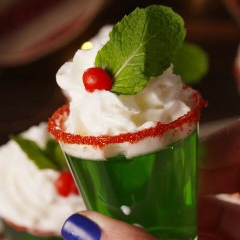 Easy Minty Jell-O Candy Cane Shots