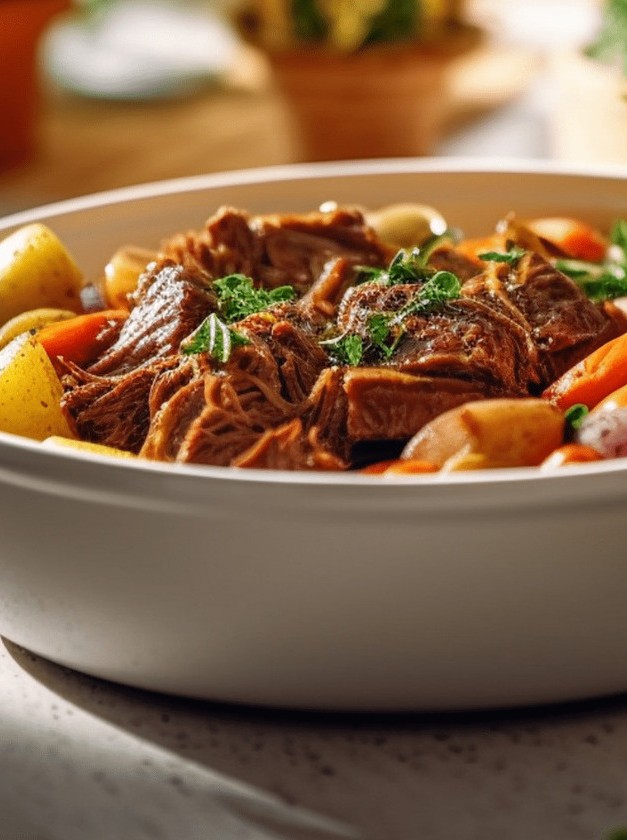 Plant-Based Pot Roast in the Slow Cooker