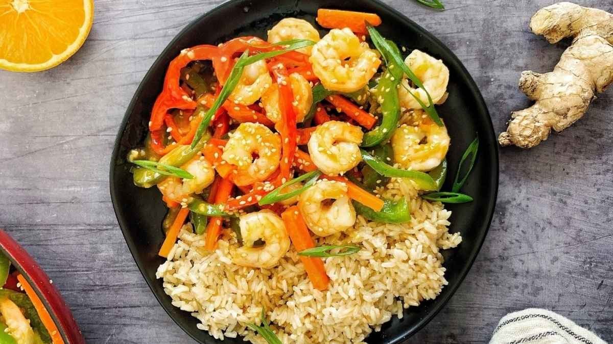 Asian-Style Shrimp with Honey Ginger Sauce