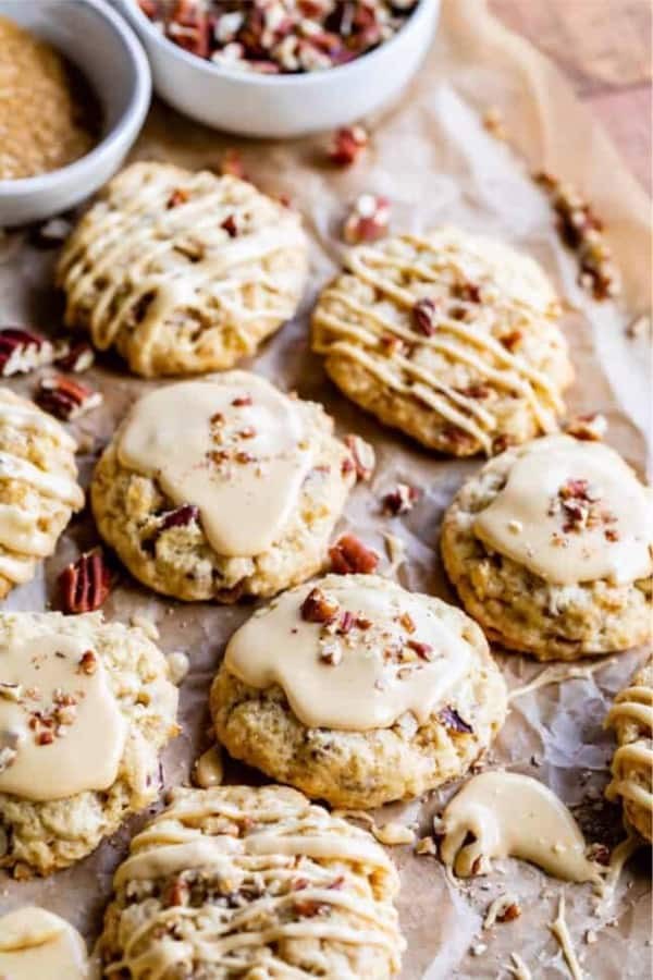 Maple Pecan Scone Cookies with Glaze