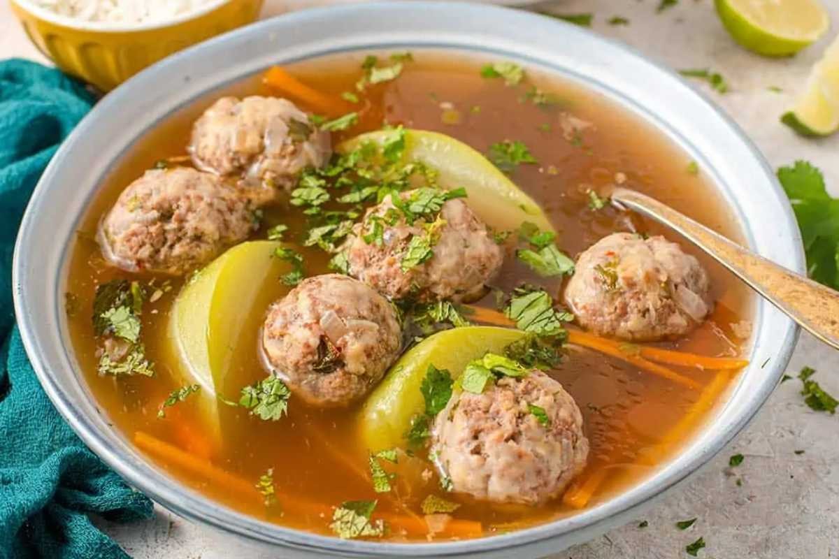 Hearty Beef Meatball Broth Stew