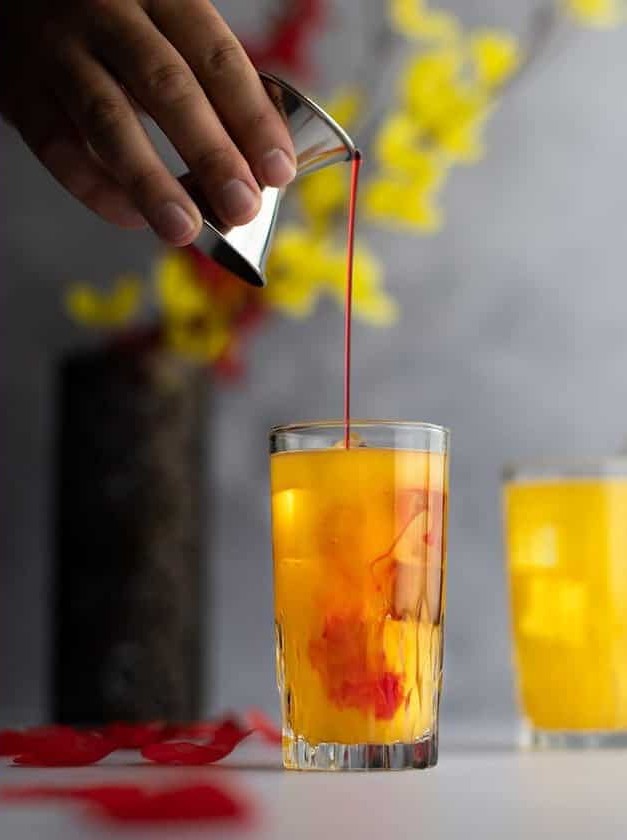 Amaretto Peach Sunset Cocktail