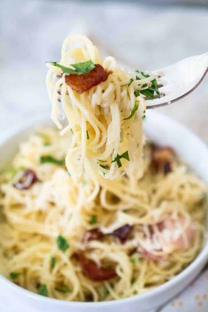 Shrimp and Bacon Angel Hair Delight