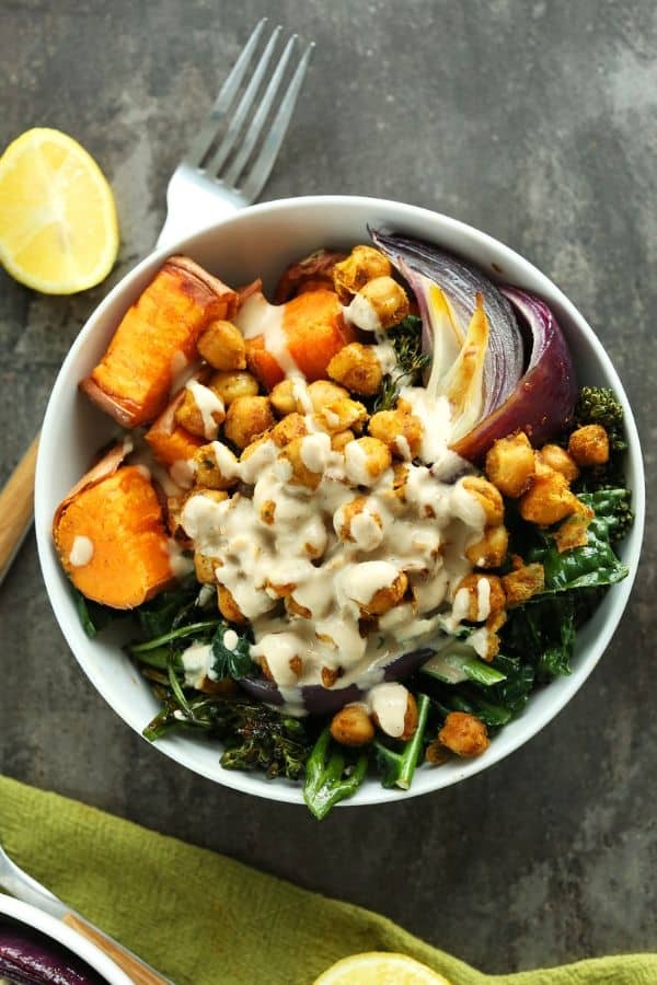 Roasted Sweet Potato Chickpea Bowl Delight