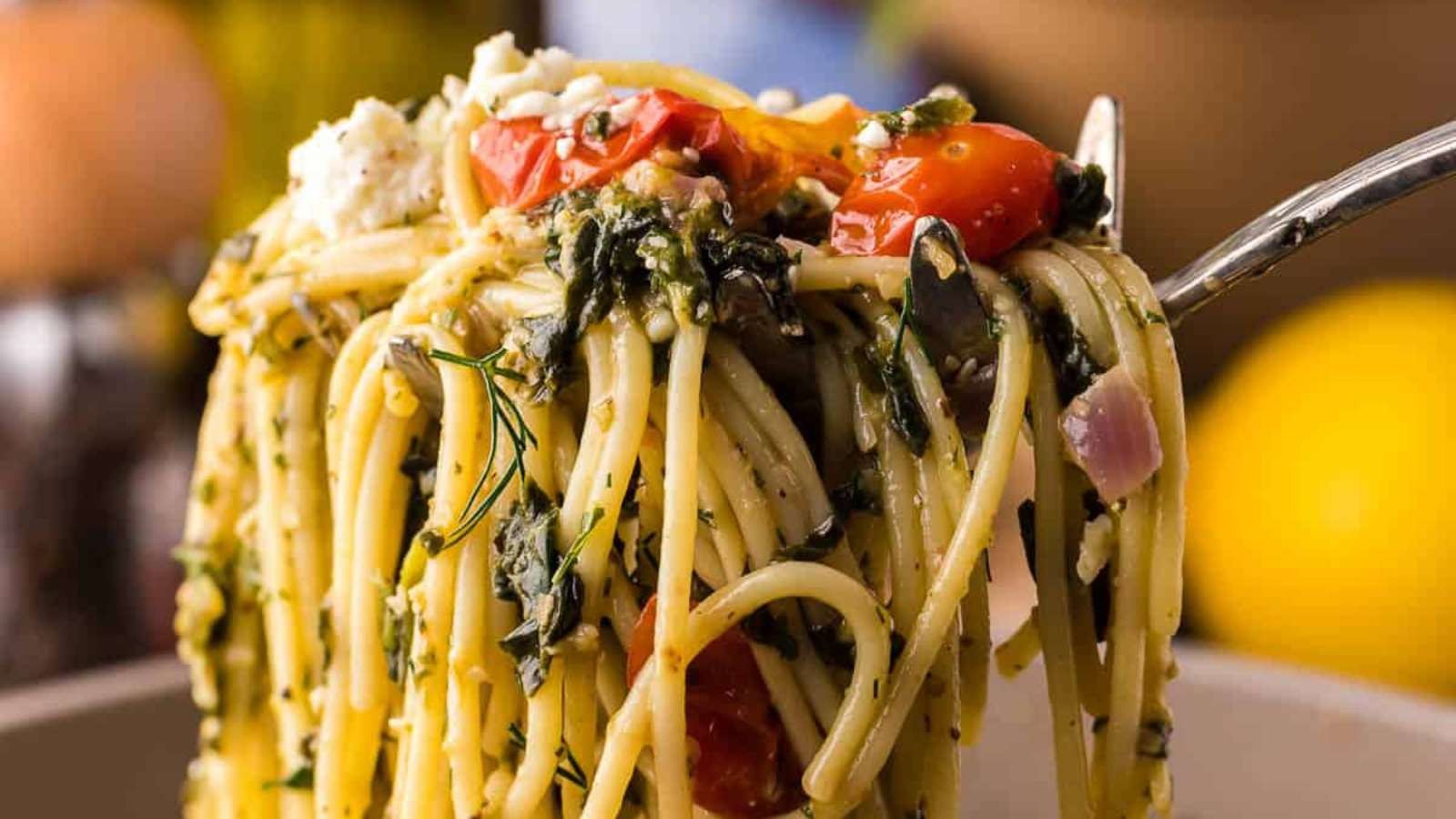 Greek Spaghetti in a Single Serving Pot