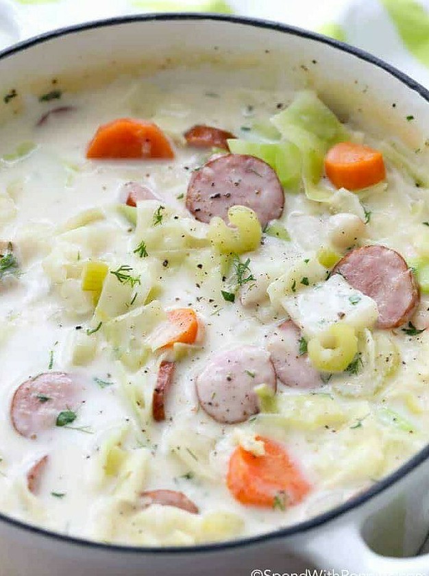 Smoky Sausage Cabbage Soup with Creamy Twist