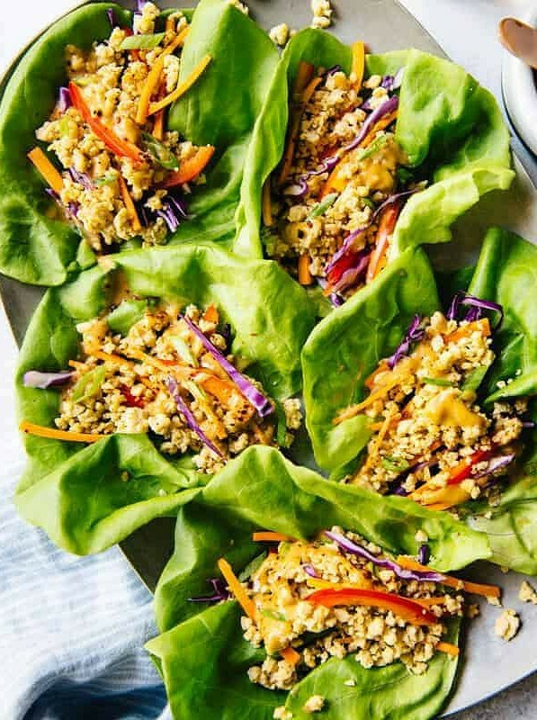 Veggie Tempeh Wraps with Peanut Sauce