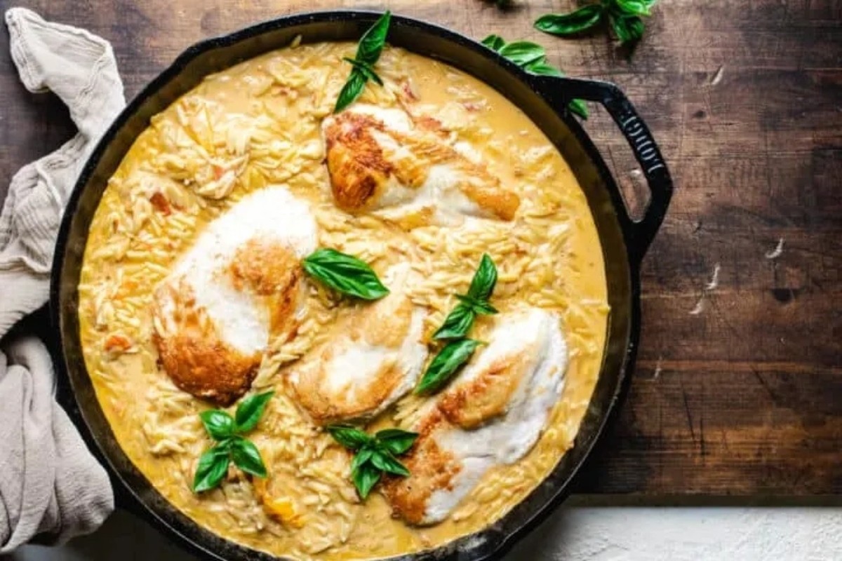 Creamy Heirloom Tomato Orzo Chicken