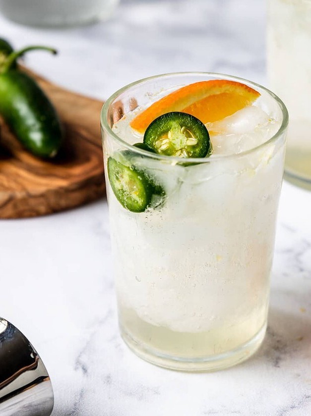 Spicy Tequila Spritzer with Orange Zest