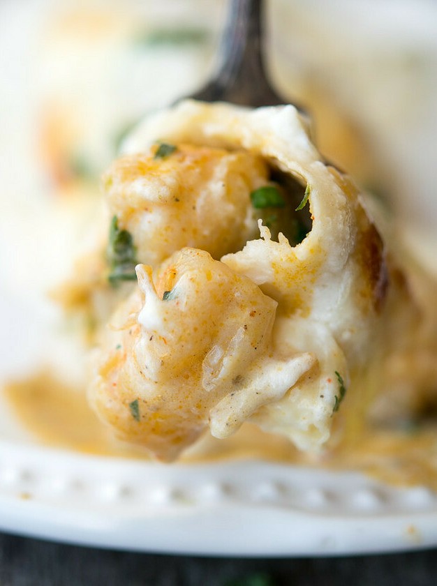 Decadent Shrimp Tortillas in White Sauce