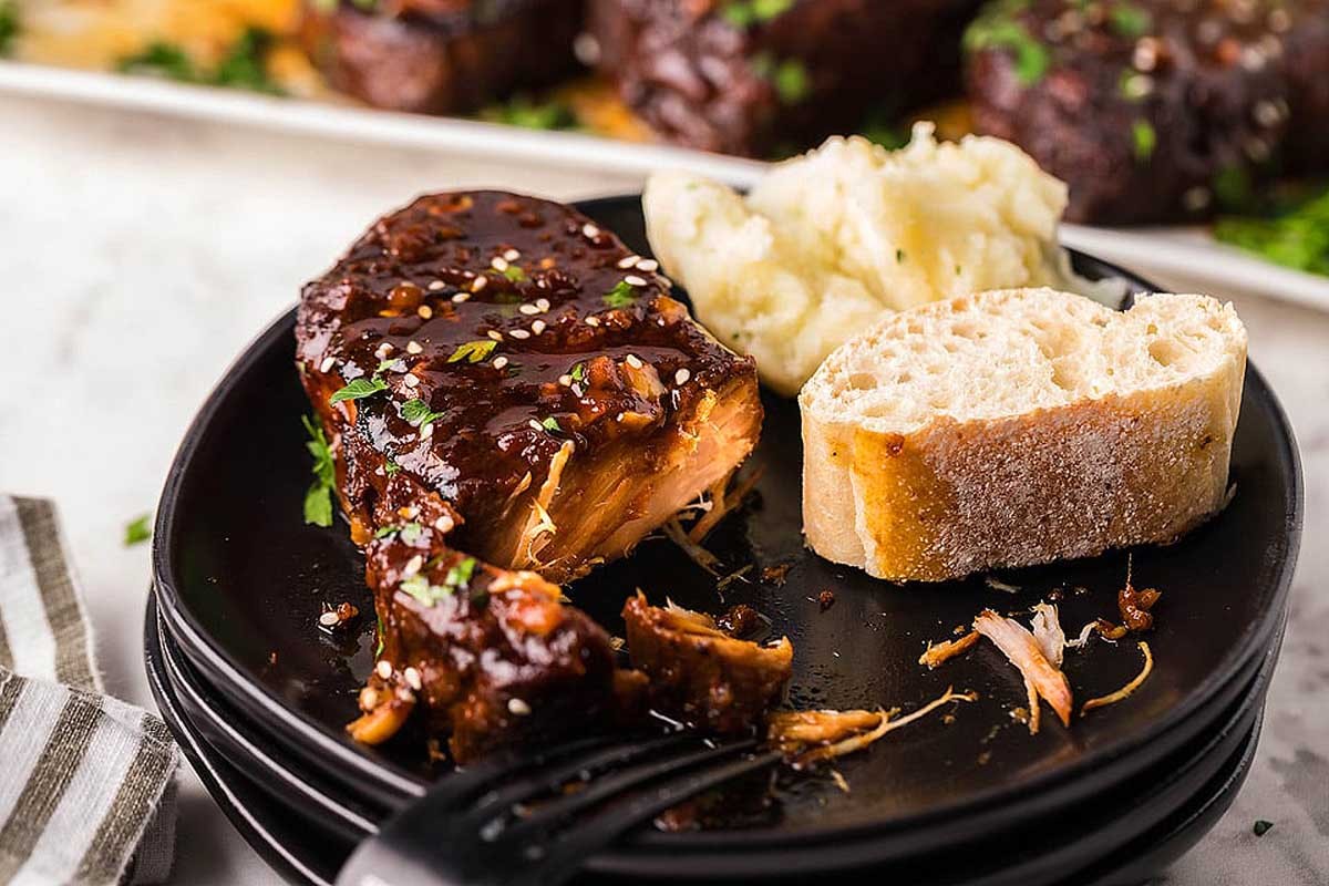 Sriracha Honey Glazed Crockpot Pork Chops