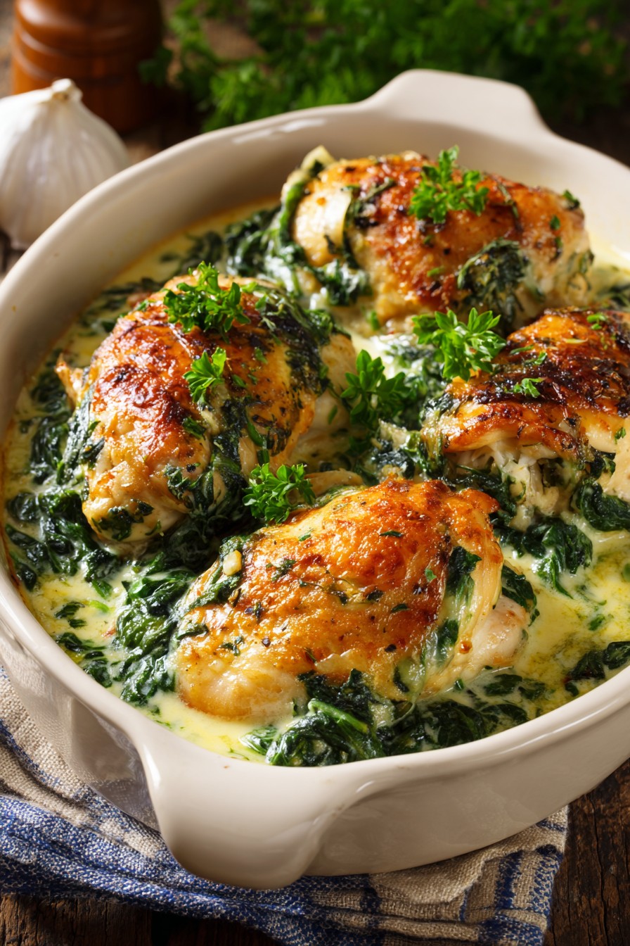 Baked Chicken With Spinach Recipe