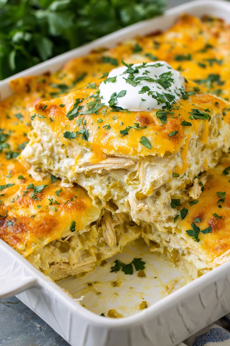 Green Chicken Enchilada Casserole Recipe