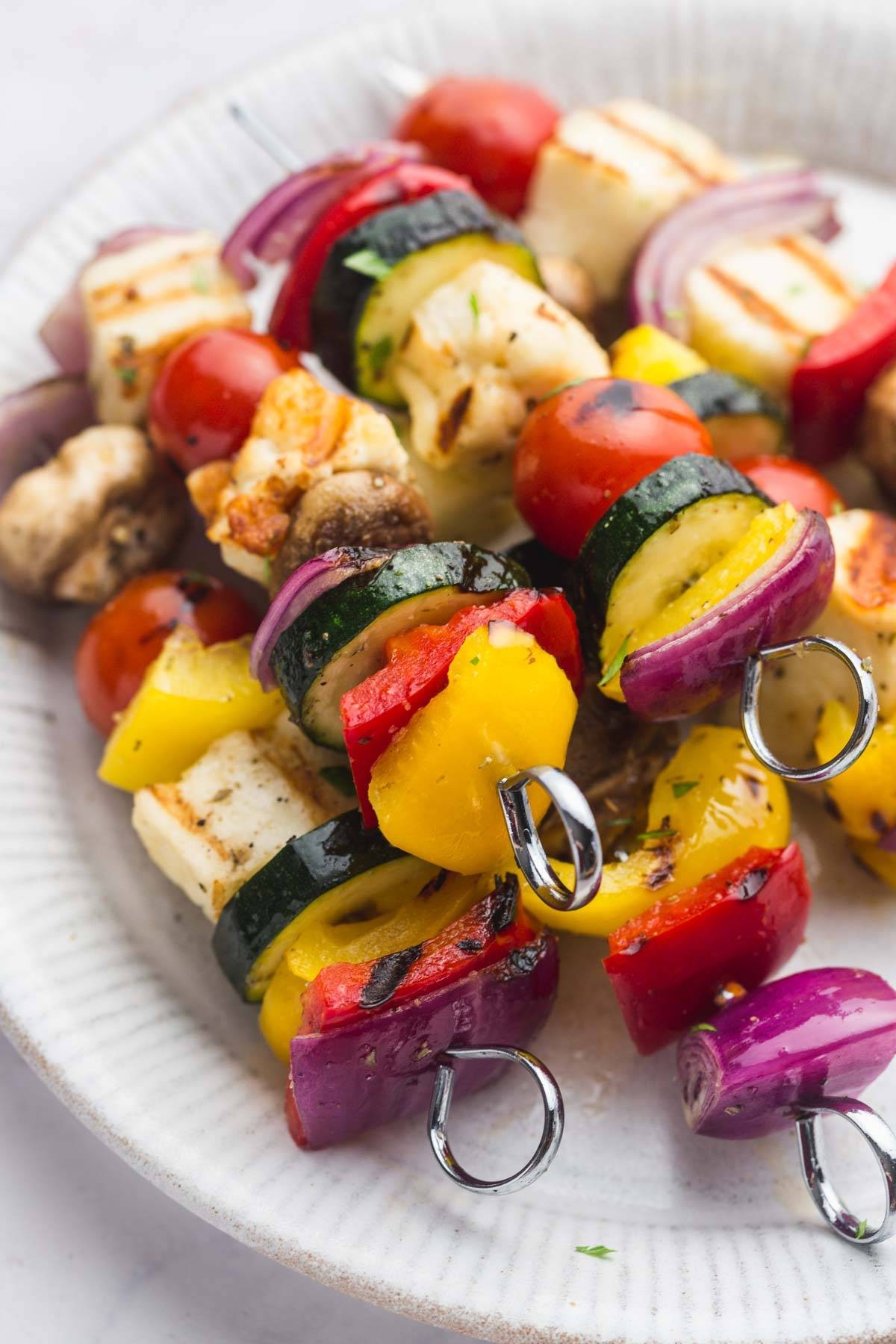 Grilled Halloumi Veggie Skewers