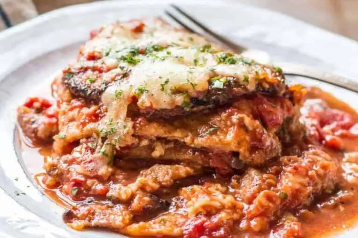 Breaded Eggplant Layers in Tomato Cheese Bake
