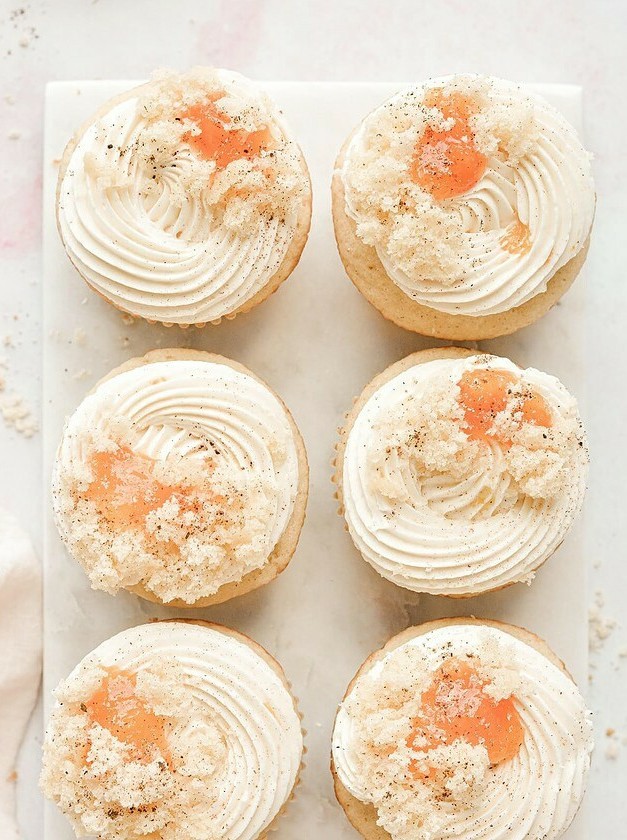 Spiced Peach Vanilla Cupcakes Soar High