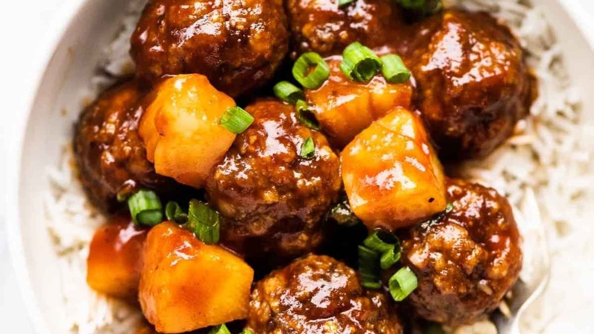 Sweet and Savory Pineapple Meatball Bites