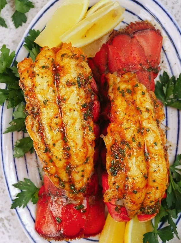 Smoked Salt Lobster Tails in Buttery Sauce