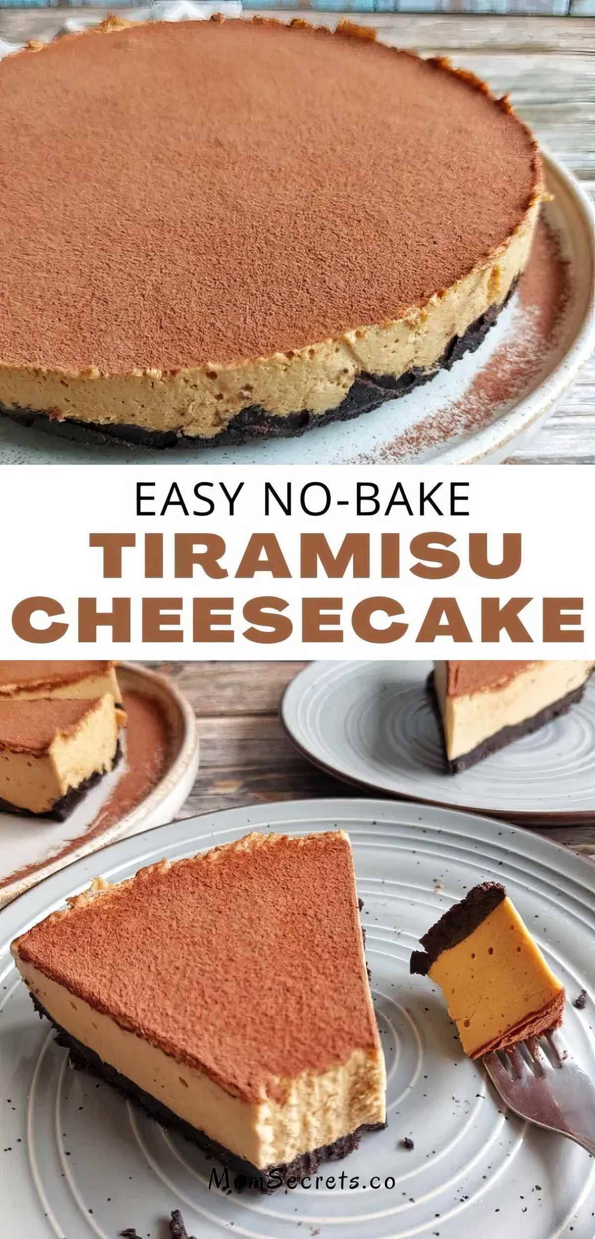 No-Bake Tiramisu Cheesecake with Oreo Twist