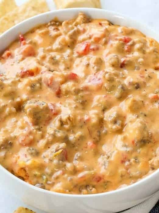 Spicy Queso Delight with Rotel Sausage