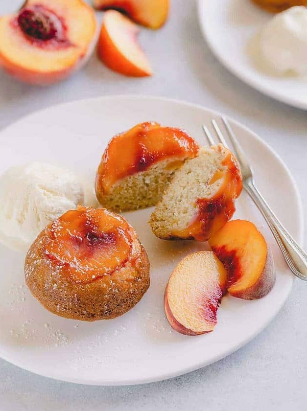 Mini Peach Cakes with Brown Sugar Glaze