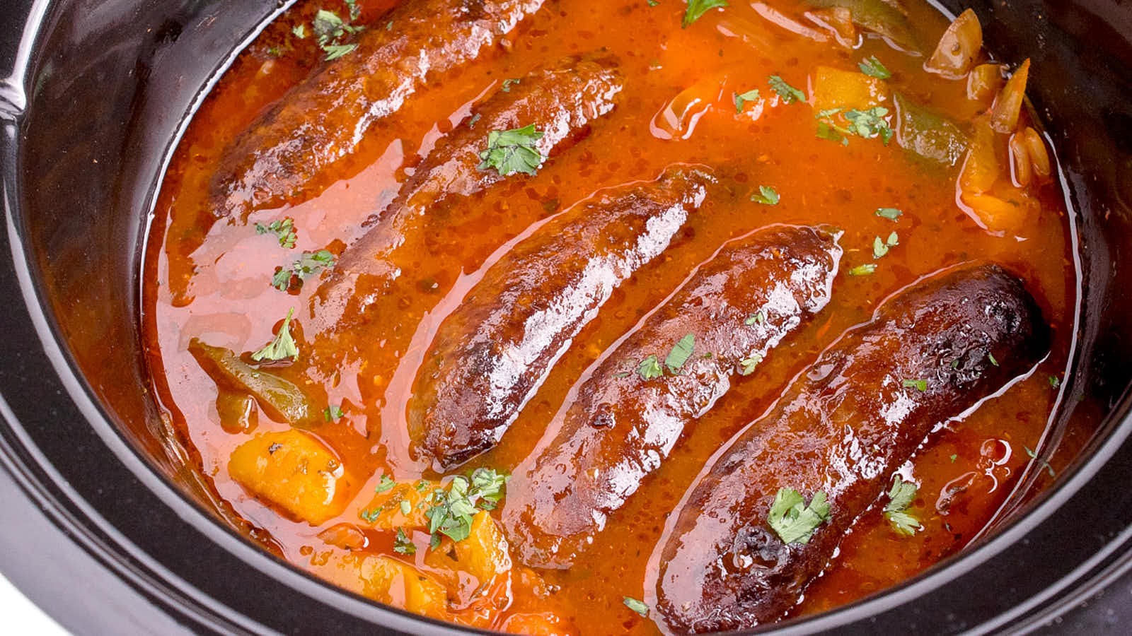Savory Crockpot Sausage Pepper Stew