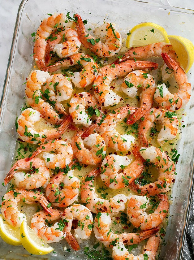 Garlic Lemon Butter Shrimp Bake