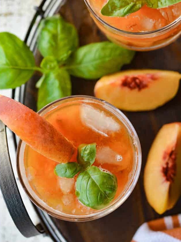 Bourbon Bliss with Peaches and Basil