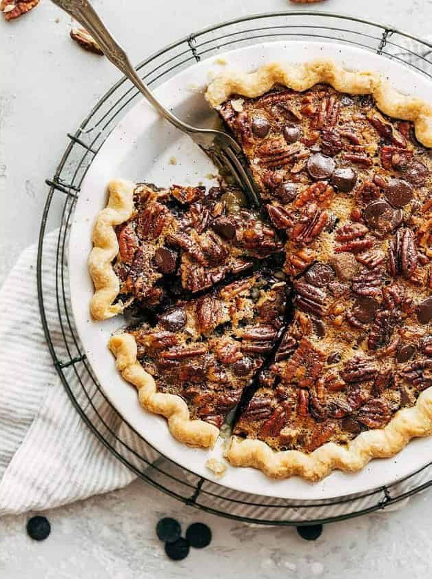 Bourbon Pecan Pie with Dark Chocolate Twist