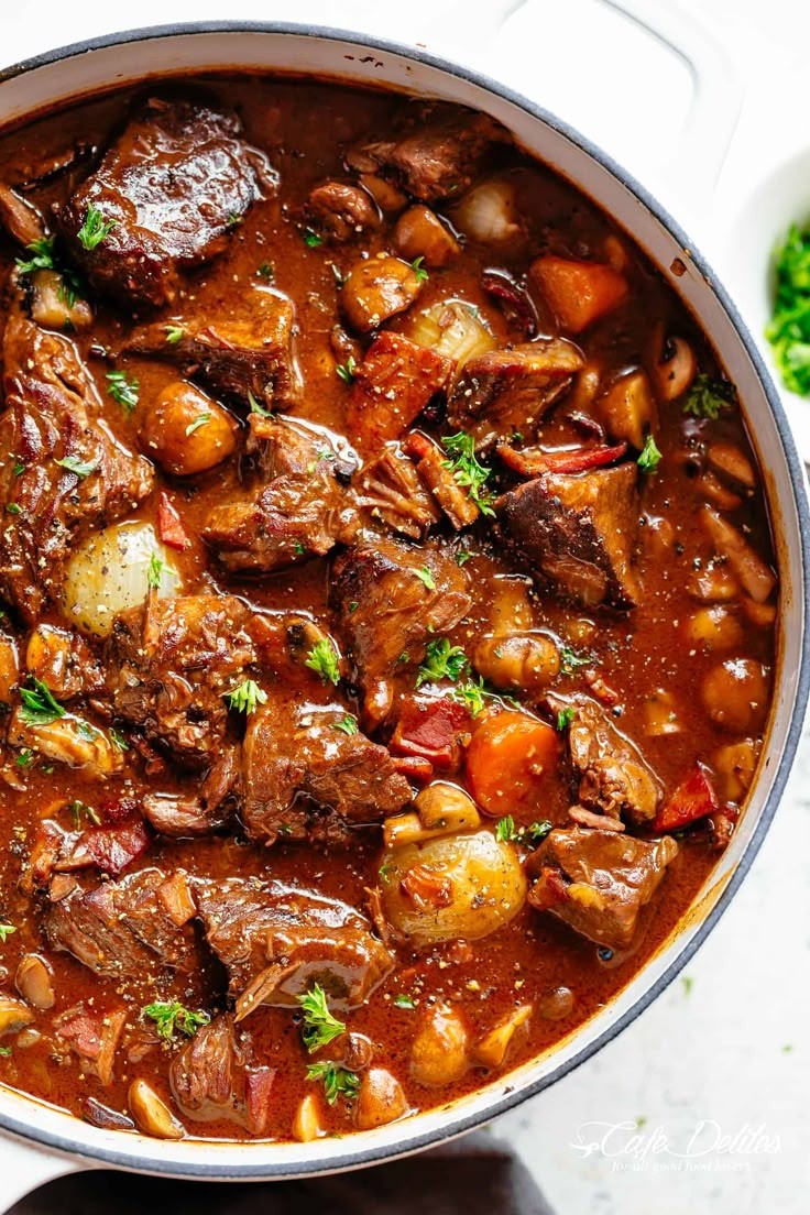 Braised Beef with Mushrooms in Red Wine