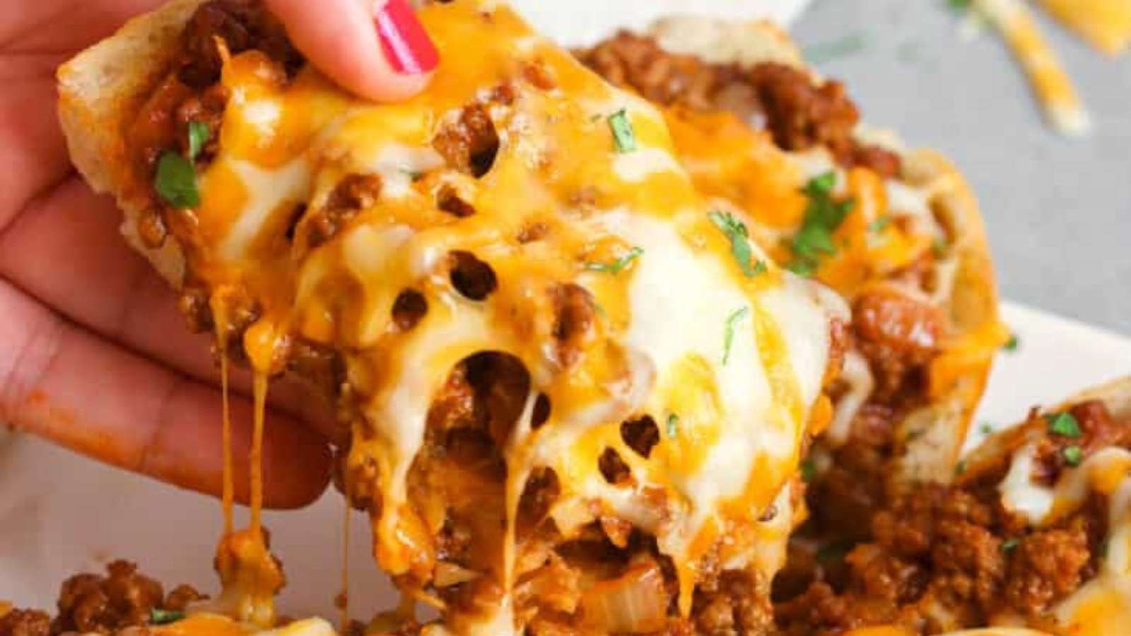 Garlic Bread with Cheesy Sloppy Joe Filling