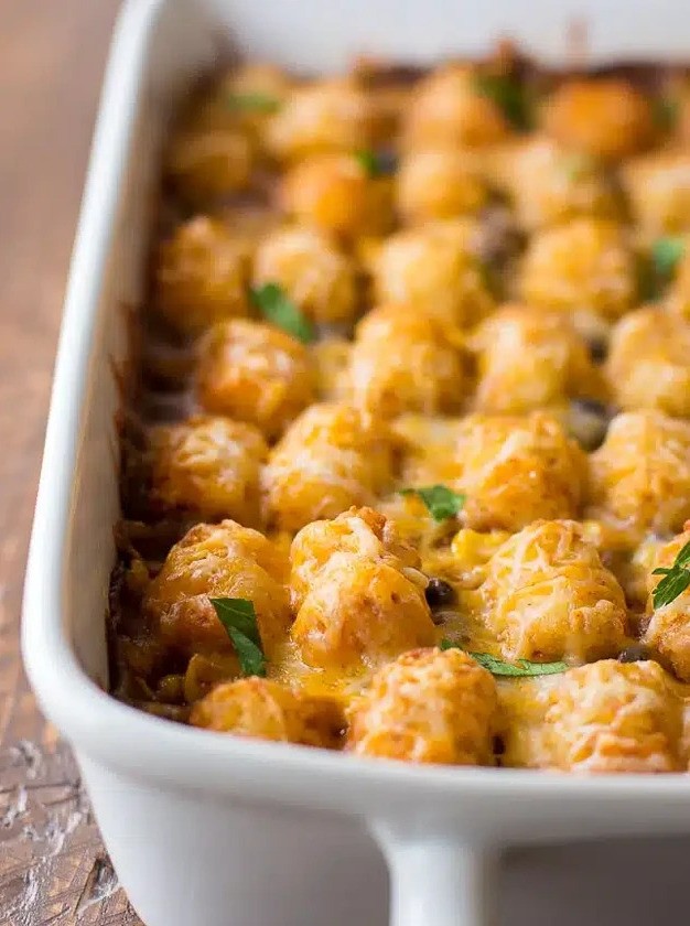 Tater Tot Fiesta Casserole Delight