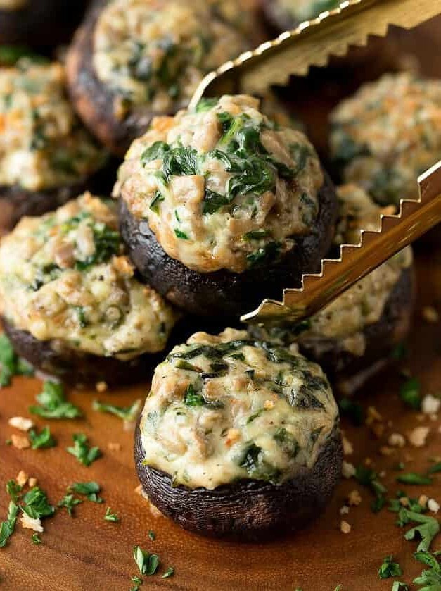 Cheesy Spinach Mushroom Bites