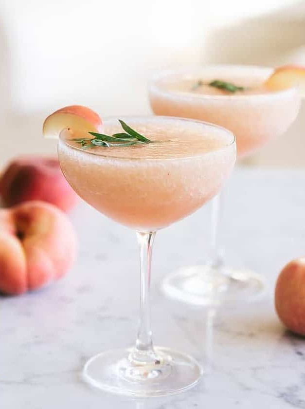 Peachy Pink Spritzers with Tarragon Twist