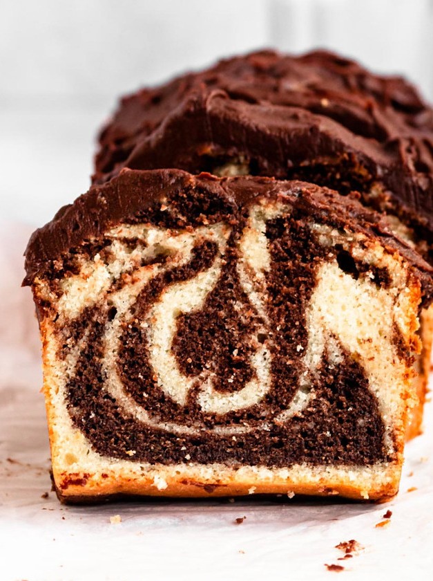 Swirled Chocolate Vanilla Loaf Cake