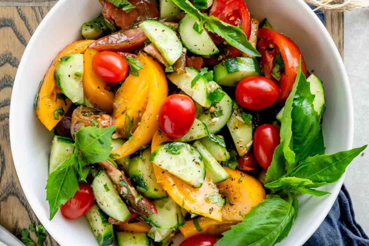 Fresh Greek-Style Tomato and Cucumber Mix