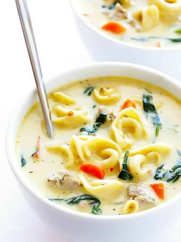 Tortellini Sausage Soup with Creamy Twist