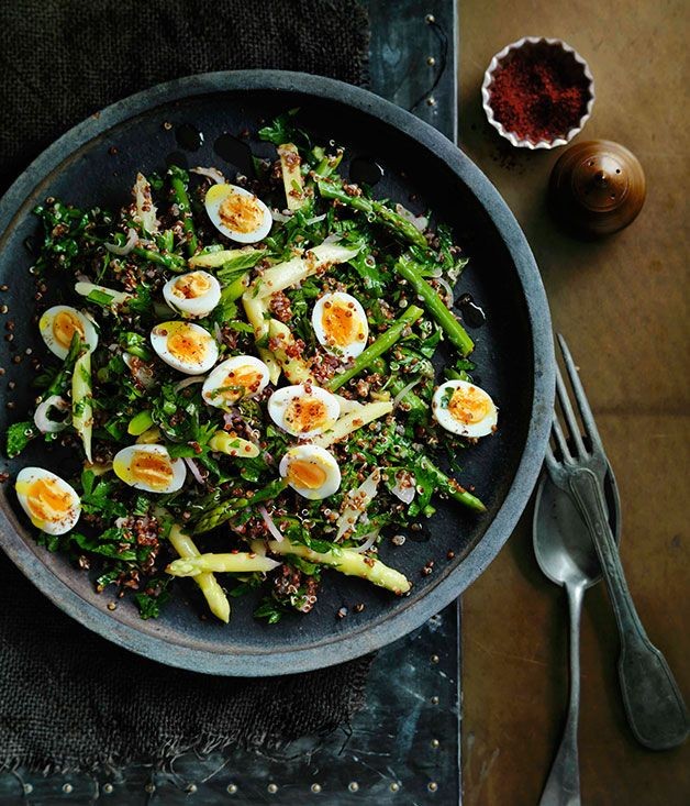 Red Quinoa Quail Egg Salad Delight