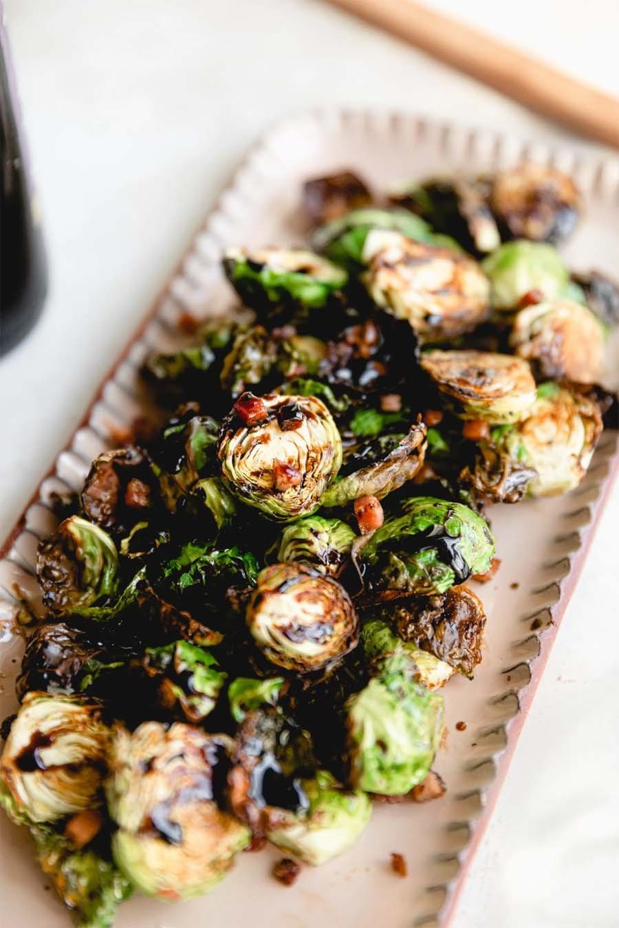 Air-Fried Brussels Sprouts with Crispy Bacon Twist