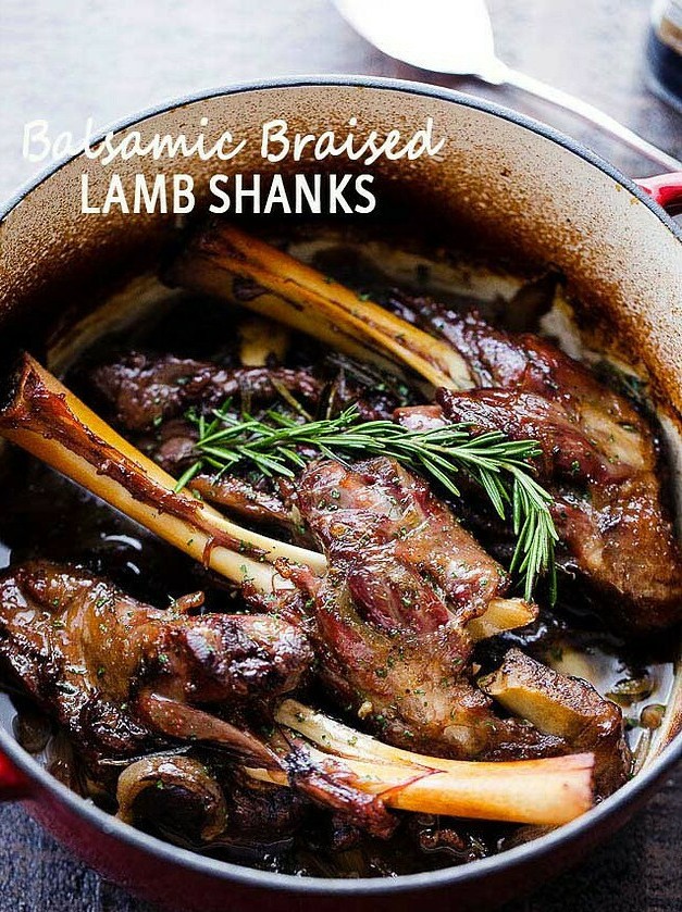Tender Lamb Shanks Braised in Balsamic Glaze